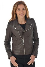 SCHOTT NYC BLOUSON PERFECTO NEUF CUIR D'AGNEAU FEMME MARRON T XL