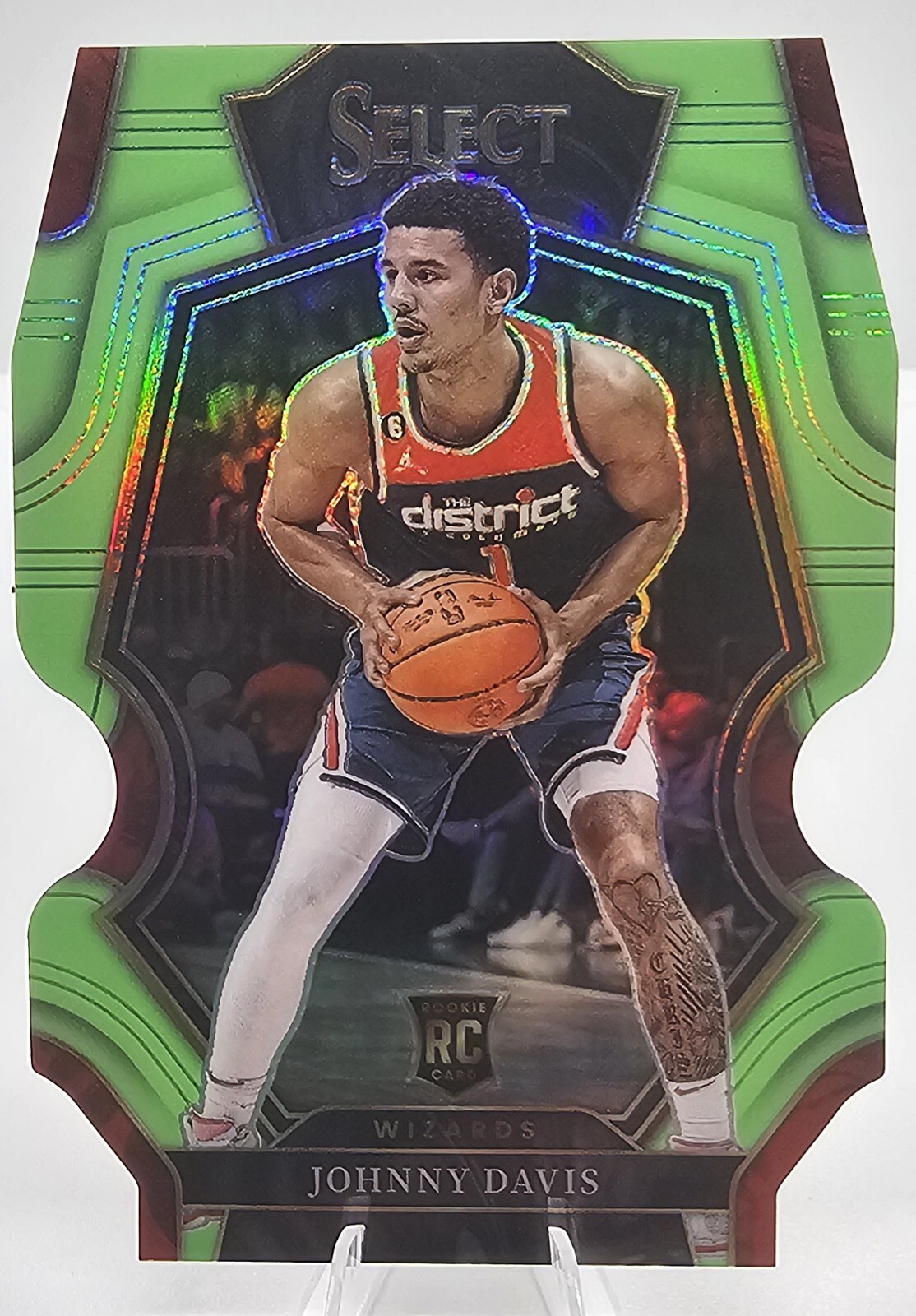 2022-23 Johnny Davis Select Basketball Die-Cut Premier Level Green RC 06/49 #191