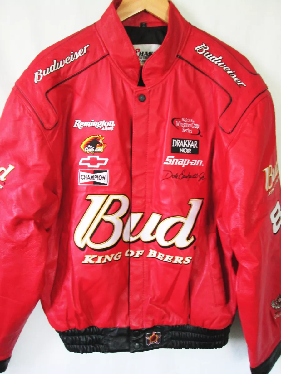 Vintage L NASCAR #8 Dale Earnhardt Jr Budweiser Red Leather Jacket Chase |  eBay