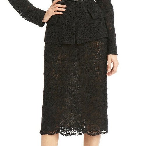 Jupe Oscar De La Renta à Paillettes Brodées Soie Noire Marine - Neuf Avec étiquettes, Taille XS/S