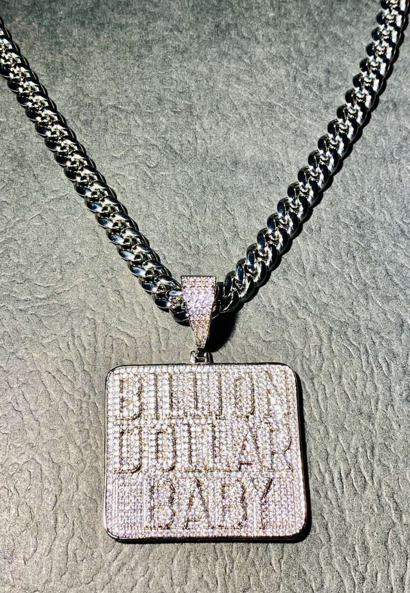 BILLION DOLLAR BABY Ice out Silver 14k Men Pendant 6mm Miami Cuban
