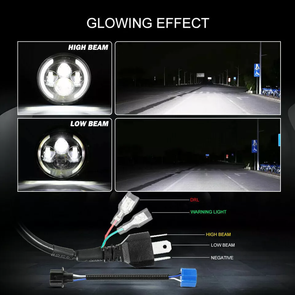 7" LED Headlight + Mount Housing Bucket For Honda Ya-maha Road Star Royal Star Foto 4 de 4