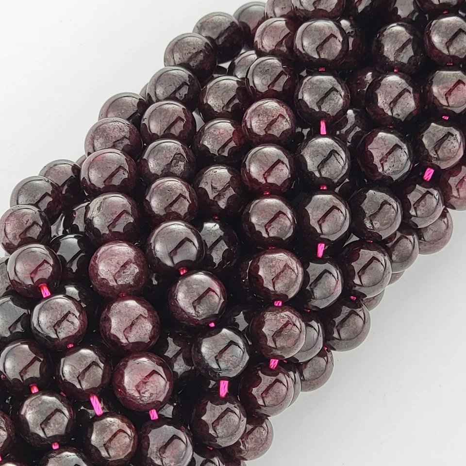 Cuentas de granate raras piedras preciosas genuinas naturales lisas cuentas redondas 6 mm 8 mm 10 mm Foto 3 de 4