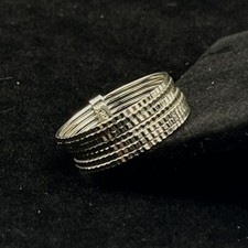 925 Sterling Silver Stacking Layered Ring Size 8 Signed Marked Textured Bands