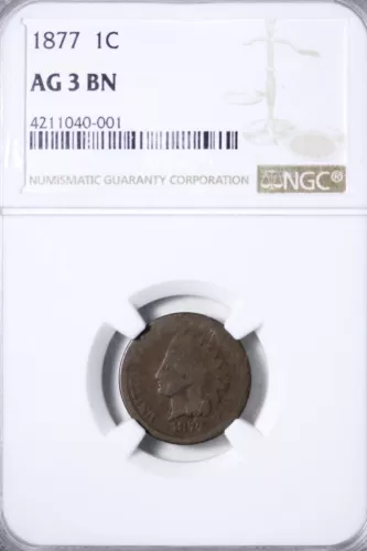 1877 Indian Head Cent Penny NGC AG3 Key Date! KSEBM