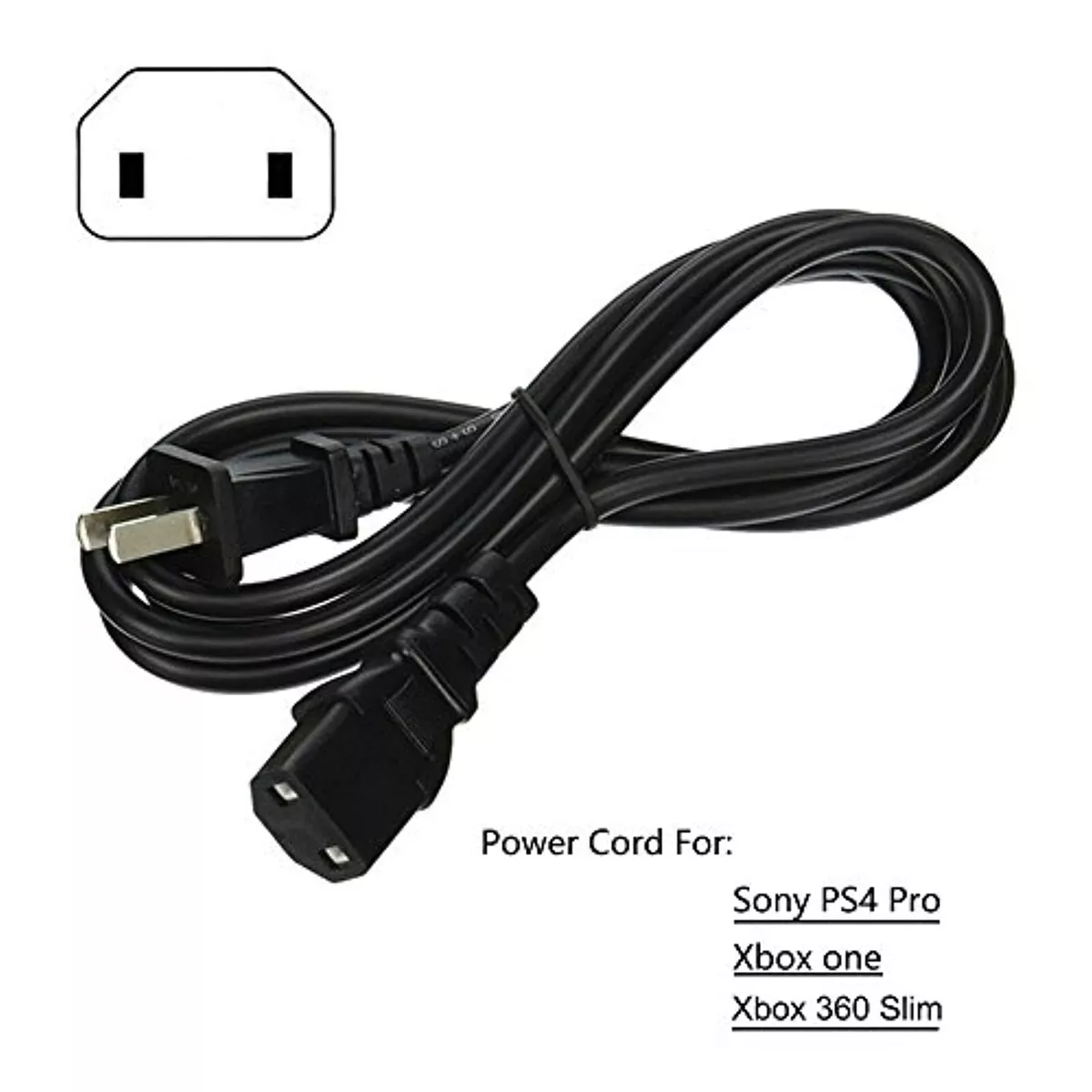 2 Prong AC Power Cord Cable For Sony PS4 Pro PlayStation 4 Pro Xbox One