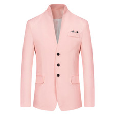 Mens Stand-up Collar Slim Fit Blazer Single-breasted Casual Business Suit Jacket