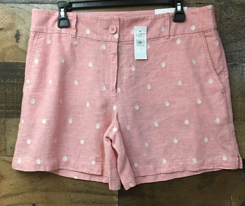 NWT Women Linen Blend Shorts Size 6 Pink Princess Coastal Boho Whimsy Inseam 6