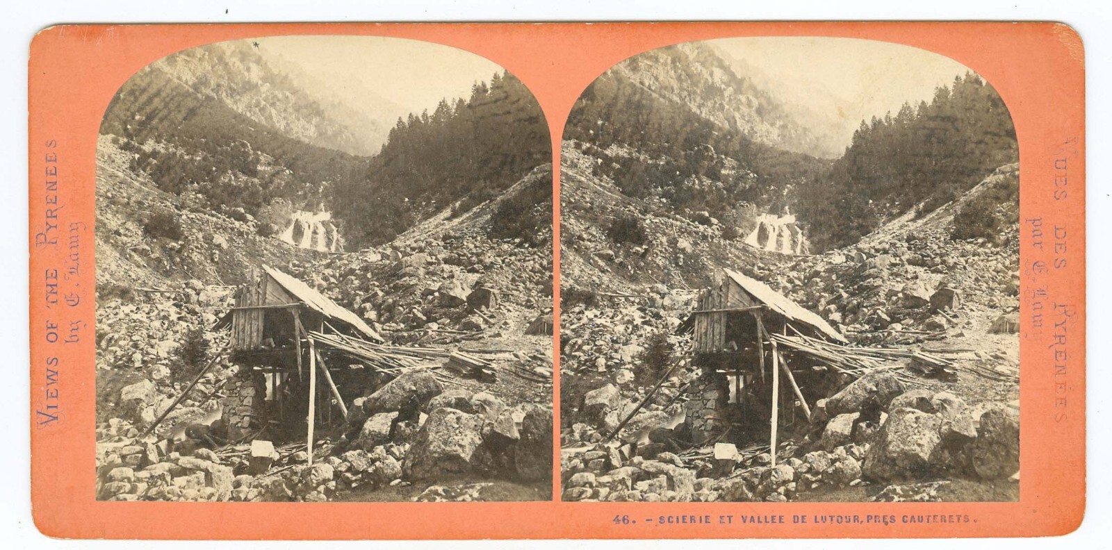 D0830~ FRANCE - E.LAMY – Lutoru Valley Chamonix c.1870 Stereoview
