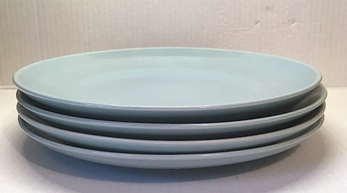 (4) Four Russel Wright Iroquois Casual China 10" Dinner Plates -Ice Blue