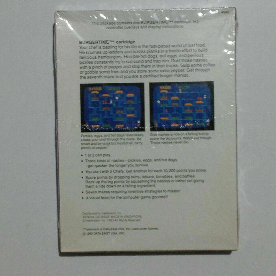 Intellivision BurguerTime New Old Stock Sealed Data East Usa 1983 Singapore - Image 2 of 4