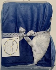 NEW Hello Spud Baby Soft Quilt Plush Baby Infant Throw Blanket in Blue Giftable