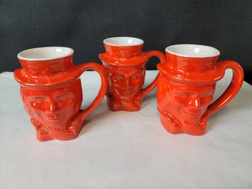 Lot Of 3 Frankoma Uncle Sam Pottery Bicentennial Mugs 1976