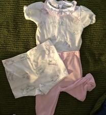 Vtg Carters 3 Piece Snap Pajamas 9-12 Months Knit Pink Bunny  s 1997-98