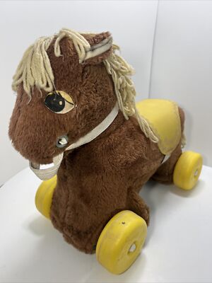 1980 Playskool 480 Vintage Rolling Ride-on Plush Pony