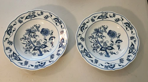 Blue Danube Soup bowls, 8 inches, 50th Anniversary Edition, Preowned, Japan.