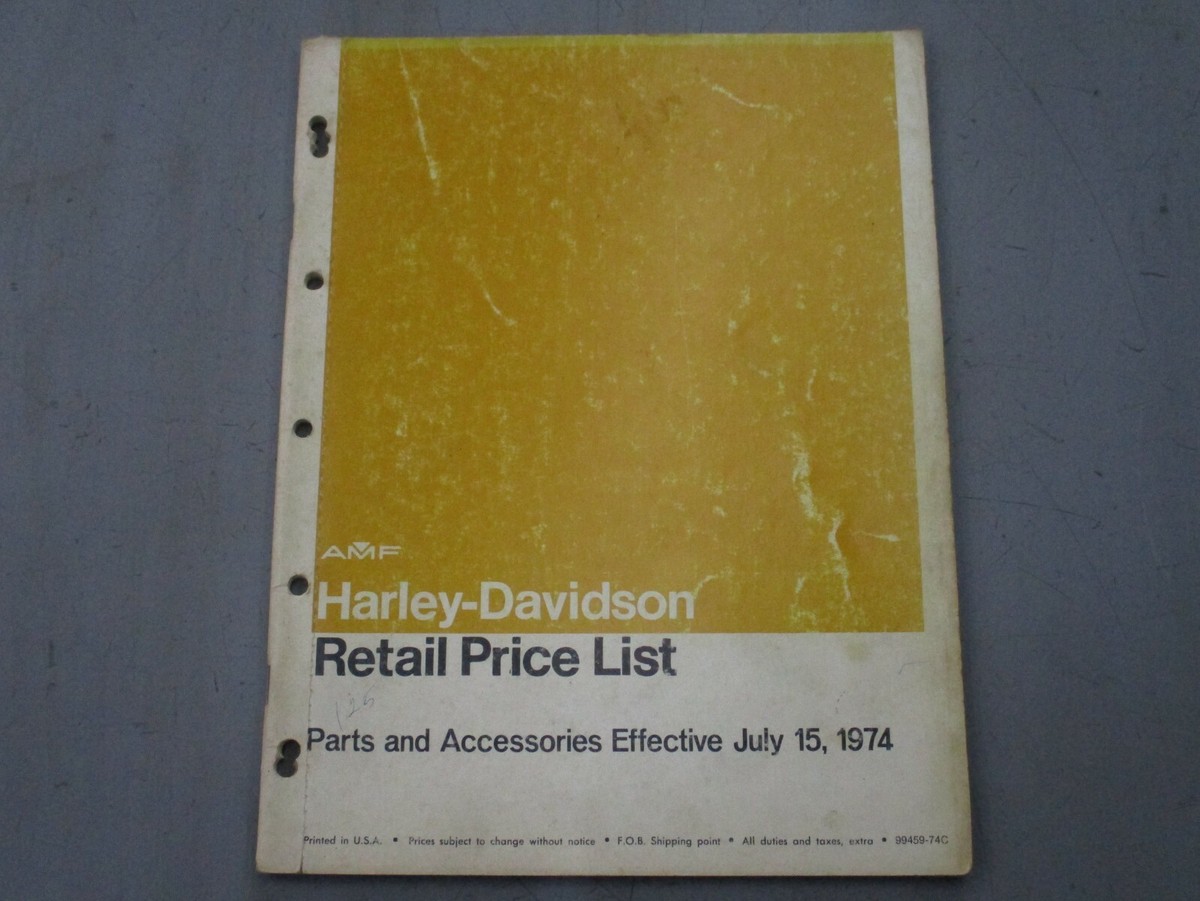 M 1974 HARLEY DAVIDSON AMF PRICE LIST | eBay