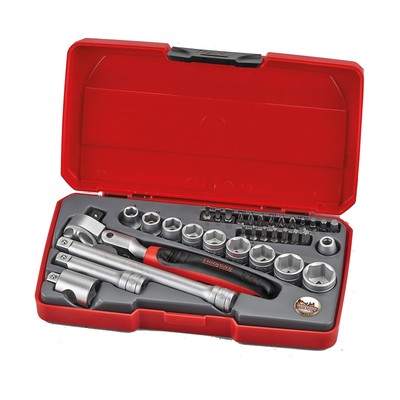 Teng Tools 34 Piece 3/8 Inch Drive 6 Point Metric Regular/Shallow Socket Set ...