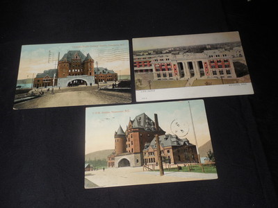 Lot 3 1908 1913 CPR Canadian Pacific Railway Station Depot Postcard Vancouver BC