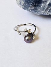 Eggplant Shape Pearl Ring 925 Sterling Silver