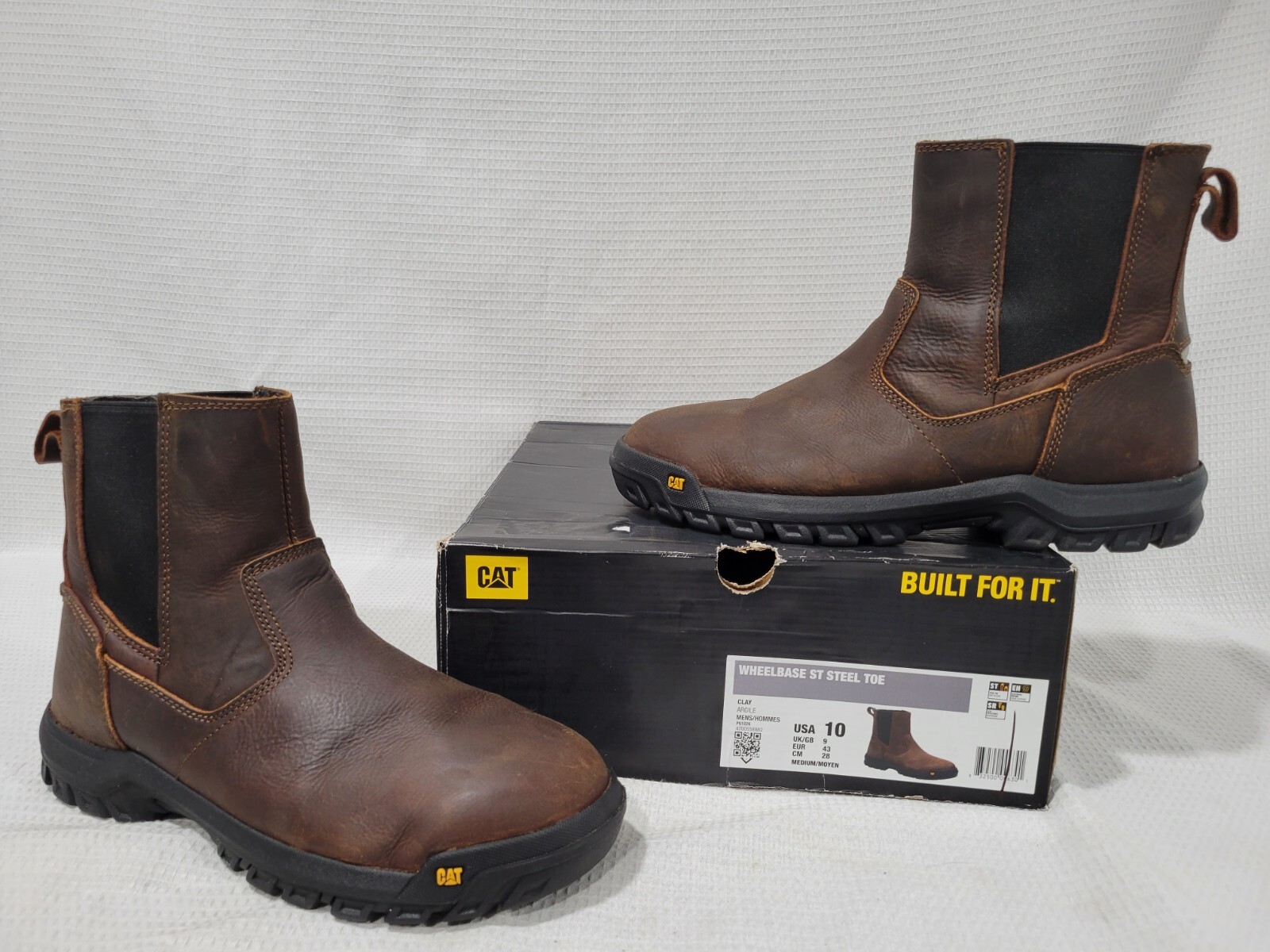CAT Caterpillar Size 10 Medium Men Wheelbase Steel Toe Work Boot Boot