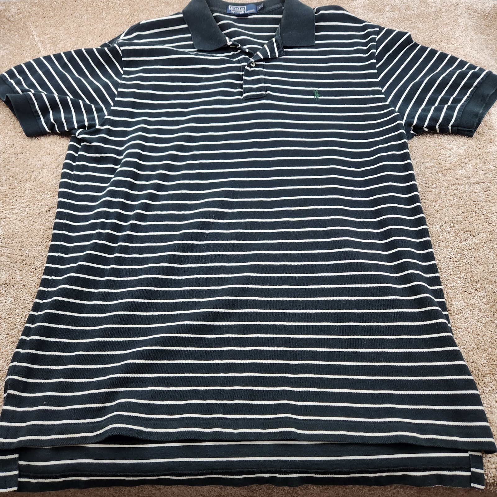 Polo Ralph Lauren a righe nero bianco camicia uomo pony XL golf rugby