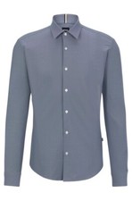 BOSS Hugo BOSS Blue Slim Fit Stretch Button Up Shirt Mens XL Long Sleeve