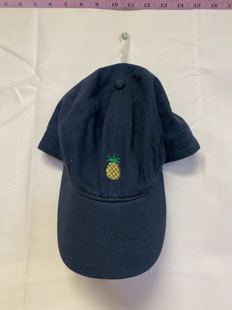 Navy Blue Baseball Cap Embroidered Pineapple Adjustable Size