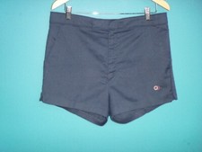 Vtg 70s Sports Tennis Short Shorts Cotton Blend Navy BLue 36" waist 2.5" inseam