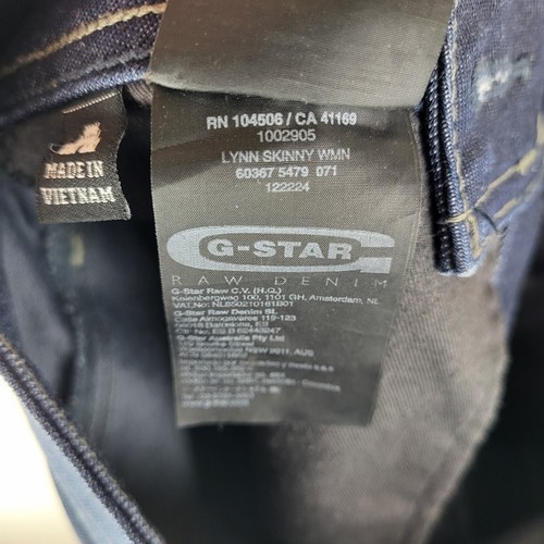Pantalones de mezclilla G-STAR Raw para mujer W26 L32 Lynn Mid súper ajustados azul marino elástico cremallera mosca - Imagen 12 de 13