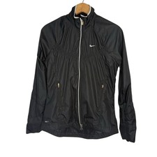 Nike Fit Storm Womens S Full Zip Windbreaker Rain Jacket Black Sporty Athletic