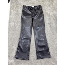 Good American Better Than Leather Pant Black Faux Leather Flare GLCMB000T Size 2