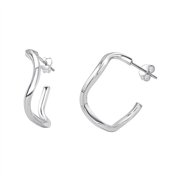 Creolen Gewellt 925 Silber 25Mm Breit Vierkant - Silverly-image