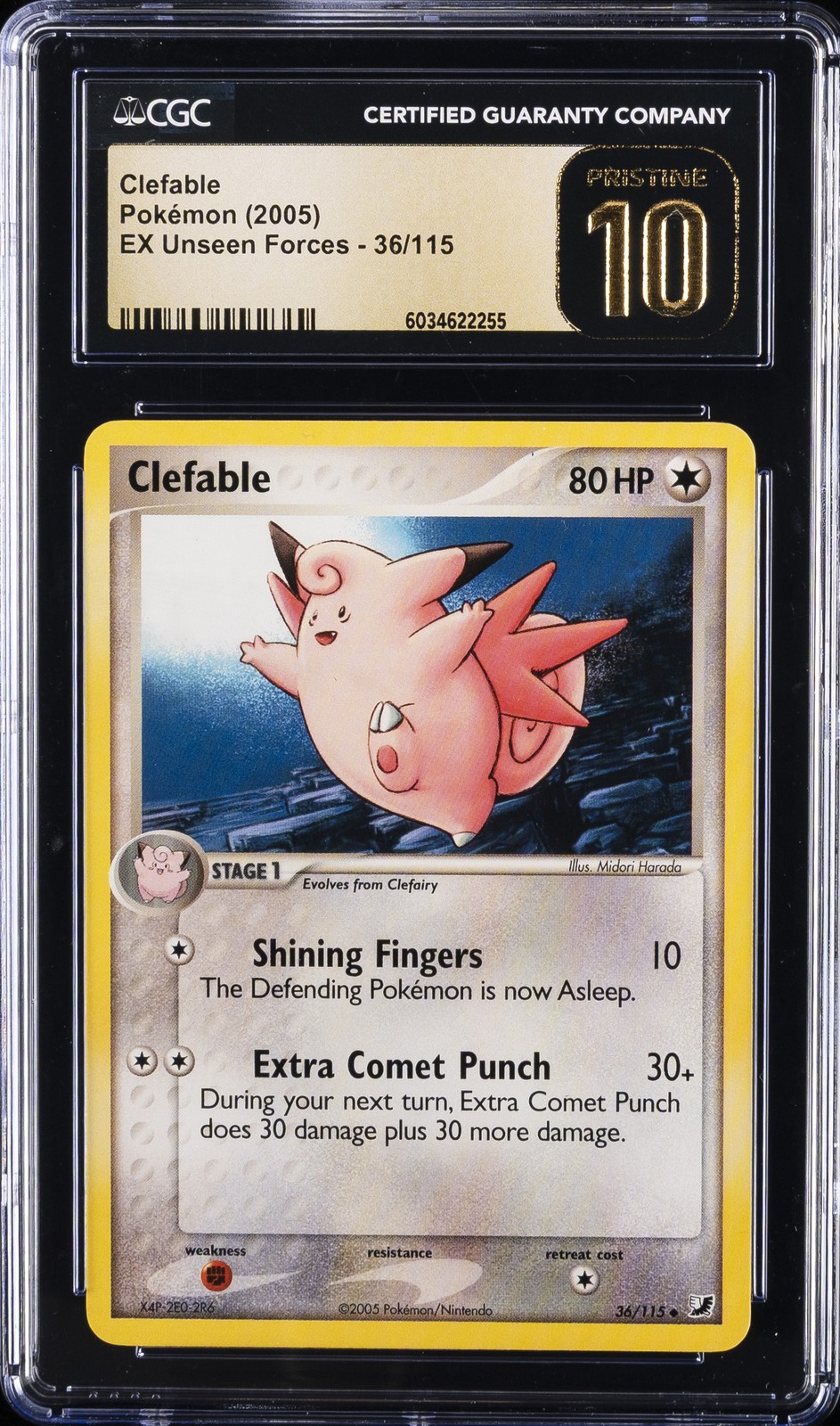2005 POKEMON EX UNSEEN FORCES #36/115 CLEFABLE CGC 10 GEM MINT