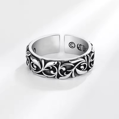 Ring Chrom Herzen Stil Ewige Rebe Silberfarben Punk Gothic Vintage Offen Ring