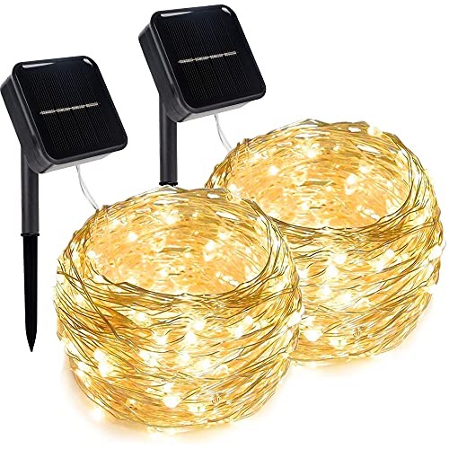 2 Pack Outdoor Solar String Lights, Christmas Lights 39.4 FT 120 Warm White - Picture 2 of 8
