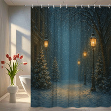 Winter Wonderland Shower Curtain - Snowy Street Scene