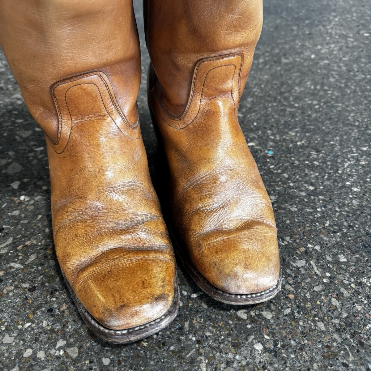 Vintage 70s Acme Campus Boots Mens Brown Leather Square Toe 12 B
