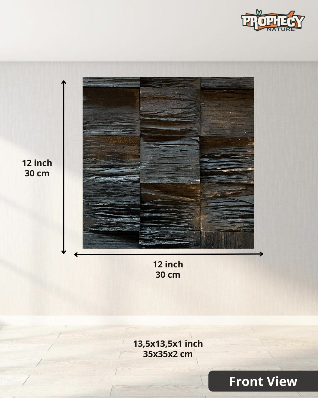 12”x12” Solid Wood Wall Panel – Decorative 3D Wooden Art Panel – Ready to Mount 