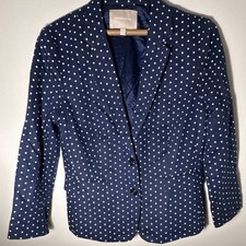 Banana Republic Women's Polka Dot Blazer Navy Size 10 Single-Breasted Lined