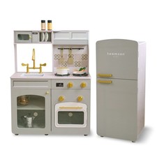 Teamson Kids Little Chef Normandy Wooden Play Kitchen with Modular Fridge  Sink