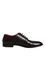 Dolce & Gabbana Black Calfskin Leather Derby Men Dress Men's Shoes Authentic