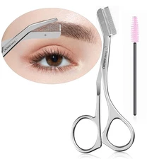 Eyebrow Scissors With Comb - Unisex Trimming Tool for Precise Silver