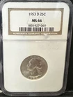 1953-D Silver Washington Quarter NGC MS 66