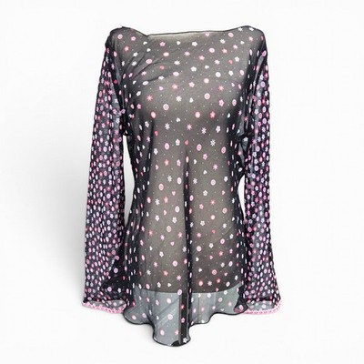 Y2k Euro Sheer Polka Dot Top Yamamay Fairycore - Medium