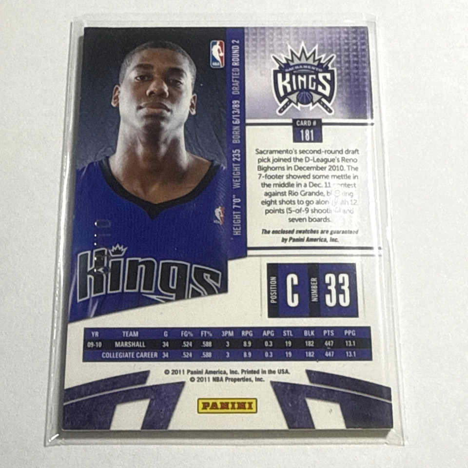 HASSAN WHITESIDE 10-11 ABSOLUTE TRIPLE PRIME PATCH L ROOKIE RC 03/10 - Image 2 of 3