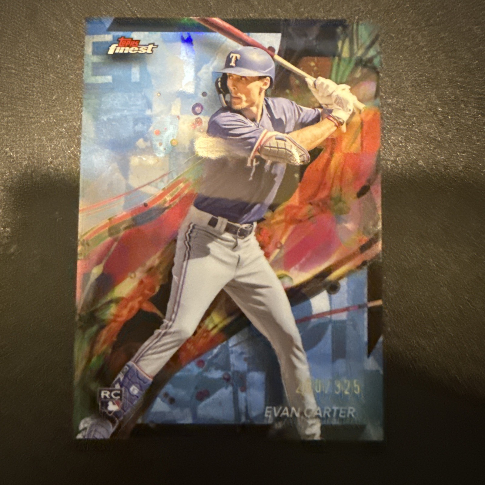 2024 Finest Sky Blue Refractors #62 Evan Carter RC Rookie /325 RANGERS