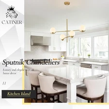 4 Lights Modern Gold Sputnik Chandelier, L31 '' Large Mid Century Long