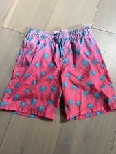 Cat  Jack Boys Swim Trunks M 8 Blue Pink Palm Tree Board Shorts Swimwear