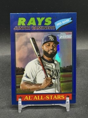 2026 Topps Heritage Junior Caminero Dark Blue Chrome Refractor /150 - Rays #380